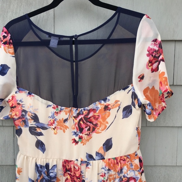 Nordstrom Bar III Floral Short Sleeve Scoop Neck Midi Dress XL - Picture 9 of 10